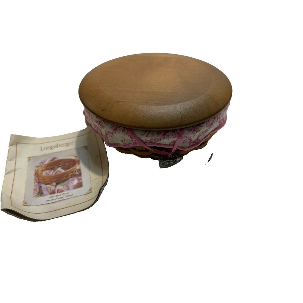 Vintage Longaberger Horizon of Hope Basket w/ Protector, Liner, Lid and Tie On